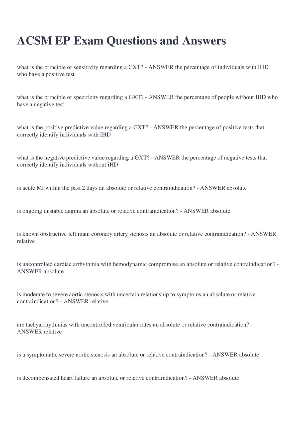 Preview image of ACSM EP Exam Questions and Answers document